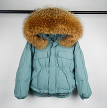 Huge fox fur hooded winter coat