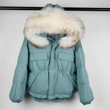 Huge fox fur hooded winter coat