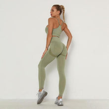 Women Gym Set Top Belly Control High Waist Sport Leggings