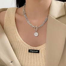 Vintage Carved Coin Thick Chain OT Buckle Necklace