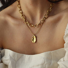 Vintage Carved Coin Thick Chain OT Buckle Necklace