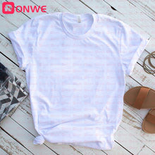 T-shirt Feather Print Loose O-neck Short Sleeve Elastic Stretched