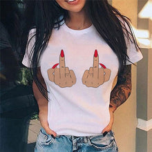 Middle Finger Print T Shirt