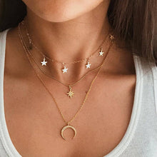 Chain Necklace Multilayer Moon