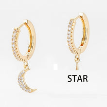 Star Moon Circle Hoop Earrings For Women Geometric Dangle Drop