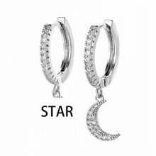 Star Moon Circle Hoop Earrings For Women Geometric Dangle Drop