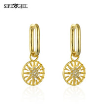 Star Moon Circle Hoop Earrings For Women Geometric Dangle Drop
