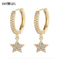 Star Moon Circle Hoop Earrings For Women Geometric Dangle Drop