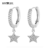 Star Moon Circle Hoop Earrings For Women Geometric Dangle Drop