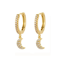 Star Moon Circle Hoop Earrings For Women Geometric Dangle Drop