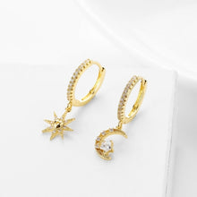 Star Moon Circle Hoop Earrings For Women Geometric Dangle Drop
