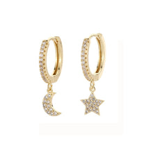 Star Moon Circle Hoop Earrings For Women Geometric Dangle Drop