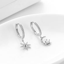 Star Moon Circle Hoop Earrings For Women Geometric Dangle Drop