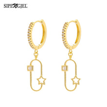 Star Moon Circle Hoop Earrings For Women Geometric Dangle Drop