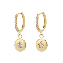 Star Moon Circle Hoop Earrings For Women Geometric Dangle Drop