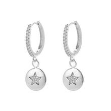 Star Moon Circle Hoop Earrings For Women Geometric Dangle Drop