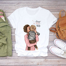 Women Cartoon Super Mom Life T-shirts Top