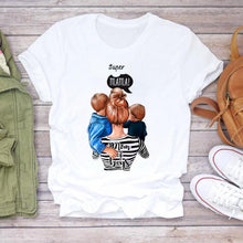 Women Cartoon Super Mom Life T-shirts Top