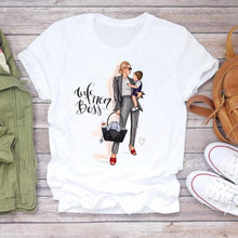 Women Cartoon Super Mom Life T-shirts Top