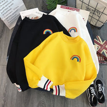 Rainbow embroidery fleece Women oversized hoodie