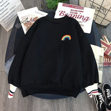 Rainbow embroidery fleece Women oversized hoodie