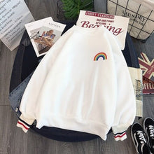 Rainbow embroidery fleece Women oversized hoodie