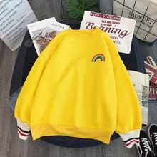 Rainbow embroidery fleece Women oversized hoodie
