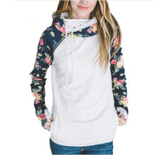 Floral Printed Hood Casual Splice Long Sleeve Sweatshirts