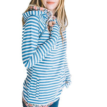 Floral Printed Hood Casual Splice Long Sleeve Sweatshirts
