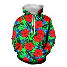 Hawaii Flower And Leaf Pullover Thick Loose Hoodies