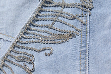 open back tasseled jean jacket