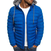 Blue Oversize Down Coat Detachable Hat Padded Hood