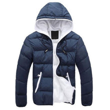 Navy blue white lined winter coat